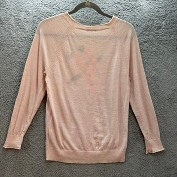 J.Crew Women's Knit Sweater 100% Merino Wool Pink Parrots Crew Neck Lightweight - Picture 9 of 10